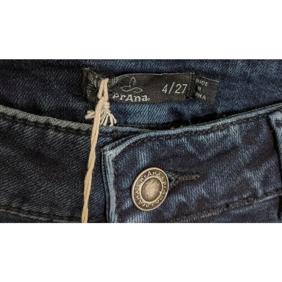 Prana Buxton Jean Deep Blue Mid Rise Button Fly Slim Boyfriend Fit Size 4/27 - Picture 9 of 10